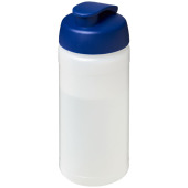 Baseline® Plus 500 ml sportflaska med uppfällbart lock - Transparent/Blå