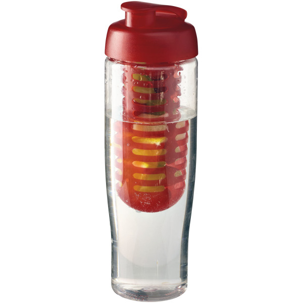 H2O Active® Tempo 700 ml flip lid sport bottle & infuser - Transparent/Red