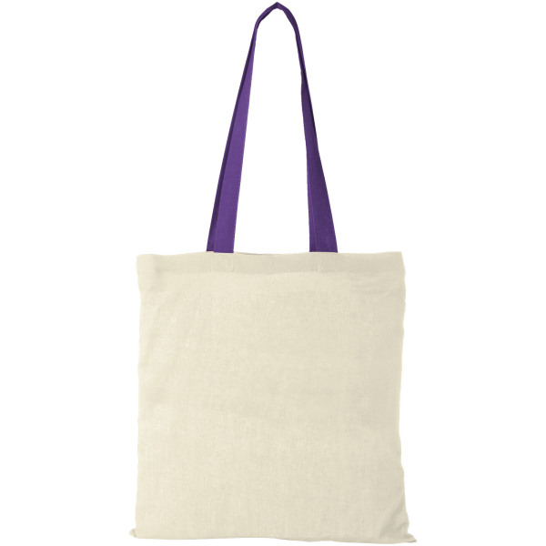 Nevada 100 g/m² cotton tote bag coloured handles 7L - Natural/Lavender