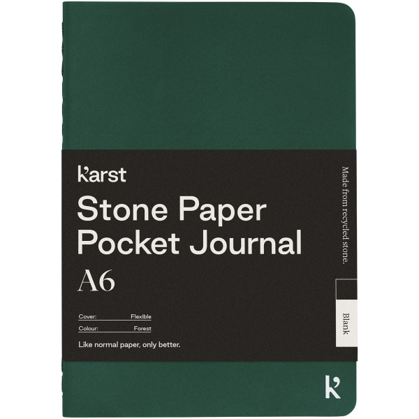 Karst® A6 stone paper softcover pocket journal - blank - Dark green