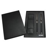 Image Black Line balpen en vulpen in luxe kartonnen geschenkdoos met lederen etui