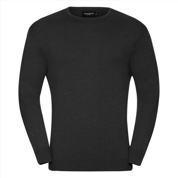 RUS Men Crew Neck Knitted Pullover, Black, 4XL