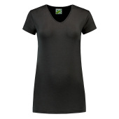 L&S T-shirt V-neck cot/elast SS for her dark grey L