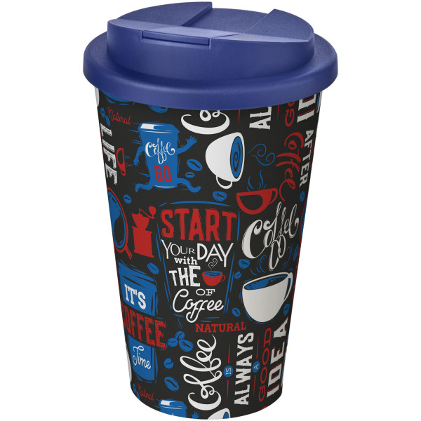 Brite-Americano® 350 ml tumbler with spill-proof lid - White/Blue