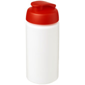 Baseline® Plus grip 500 ml sportflaska med uppfällbart lock - Vit/Röd