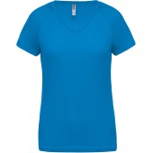 Dames sport-t-shirt V-hals Aqua Blue XXL