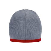 MB7584 Beanie with Contrasting Border lichtgrijs/dieprood one size