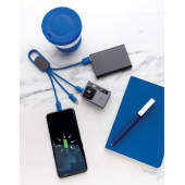 4-in-1 kabel met karabijnhaak, blauw