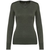 Dames pullover met v-hals Green Marble Heather 3XL