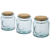 Aire driedelige pottenset van 800 ml gerecycled glas - Transparant