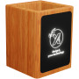 SCX.design O12 houten potloodhouder met oplichtend logo en dubbele USB-uitgang - Hout