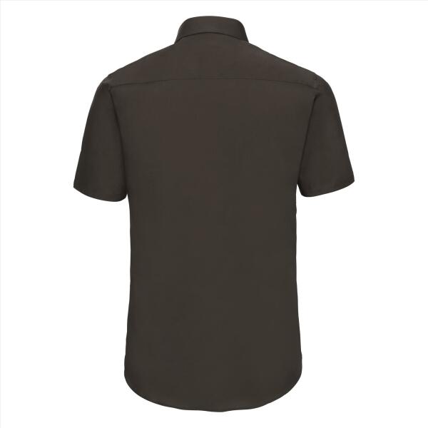 RUS Men Shortsleeve Fitted Stretch Shirt, Chocolate, 4XL