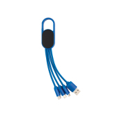 4-in-1 kabel met karabijnhaak, blauw