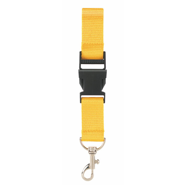 Onbedrukt Breed Keycord met buckle en safety clip - geel