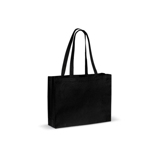Recycled cotton bag with gusset 140g/m² 49x14x37cm - Black