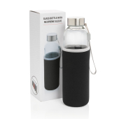 Glazen fles met neopreen hoes, zwart
