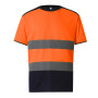 Tweekleurig signalisatie-T-shirt Hi Vis Orange / Navy S
