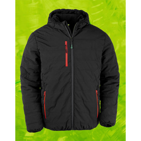 Black Compass Padded Winter Jacket - Black/Red