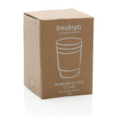 Ukiyo borosilicaat glas met siliconen deksel en sleeve, bruin