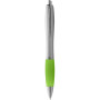 Nash ballpoint pen silver barrel and coloured grip - Silver/Lime green