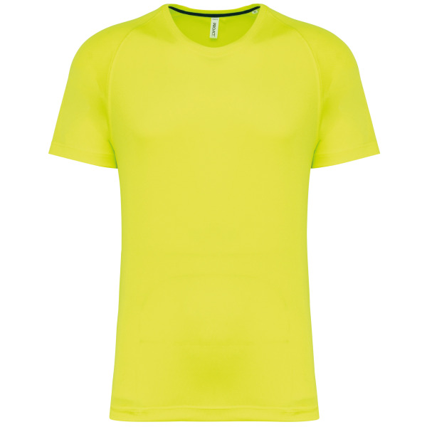 Gerecycled herensport-T-shirt met ronde hals Fluorescent Yellow XS