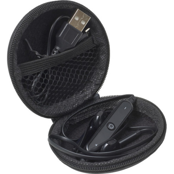 ABS pouch with earphones Aria black