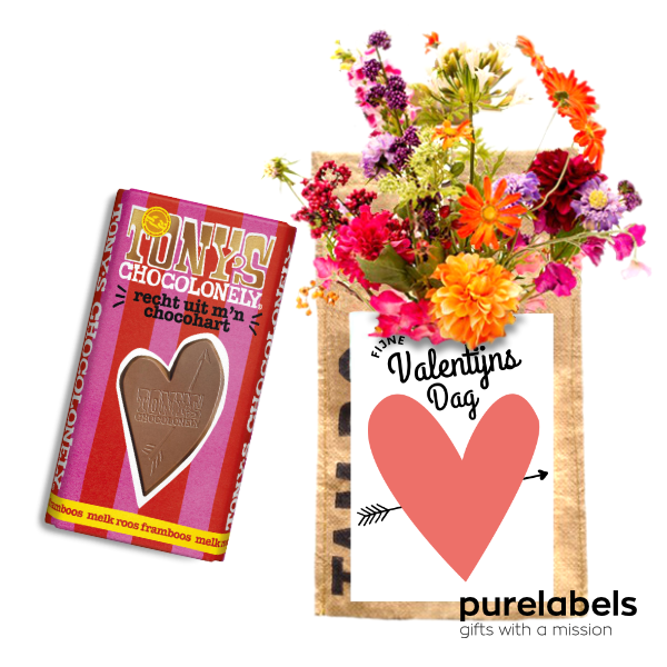 Valentijn cadeautje | Tony's chocolonely Valentijnsdag reep en tuintje