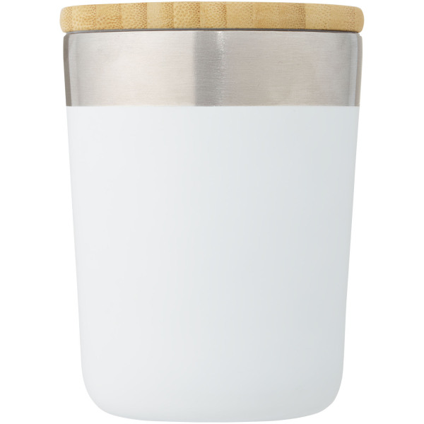Lagan 300 ml copper vacuum insulated stainless steel tumbler with bamboo lid - White