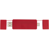 Mulan dubbele USB 2.0 hub - Rood