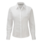 Ladies' LS Fitted Poplin Shirt - White - XL