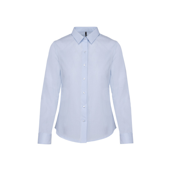 Langärmelige Popeline-Bluse Striped Pale Blue / White XXL