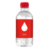 Bronwater 330 ml met draaidop - rood. Prijs is inclusief full color bedrukking op etiket.