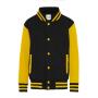 AWDis Kids Varsity Jacket, Jet Black/Sun Yellow, 3-4, Just Hoods