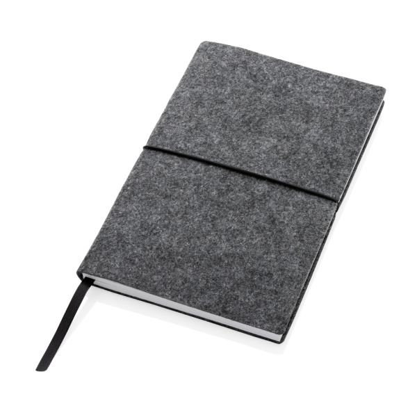 GRS certified recycled felt A5 softcover notebook, black