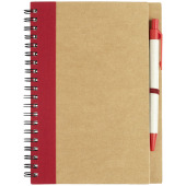 Priestly gerecycled notitieboek met pen - Naturel/Rood