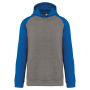 Kinder multisport-joggingbroek tweekleurige sweater met capuchon Grey heather/Sporty royal blue 6/8 ans