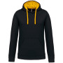 Hooded sweater met gecontrasteerde capuchon Black / Yellow 4XL
