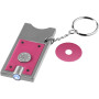 Allegro LED sleutelhanger met munthouder en lampje - Magenta/Zilver