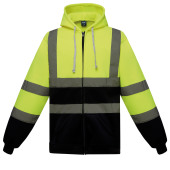 Full Zip Hooded Sweatshirt Hi Vis Yellow / Navy L