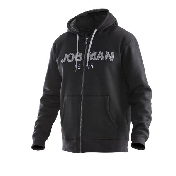 Jobman 5154 Vintage hoodie lined zwart/grijs m