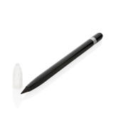 Aluminium blækfri pen med viskelæder, sort