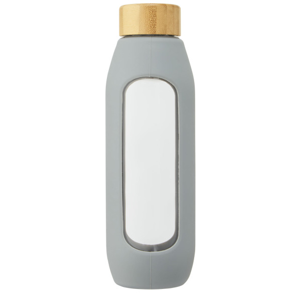 Tidan 600 ml borosilicate glass bottle with silicone grip - Grey