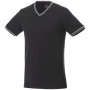 Elbert piqué heren t-shirt met korte mouwen - Zwart/Grijs gemeleerd/Wit - L