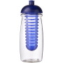 H2O Active® Pulse 600 ml bidon en infuser met koepeldeksel - Transparant/Blauw