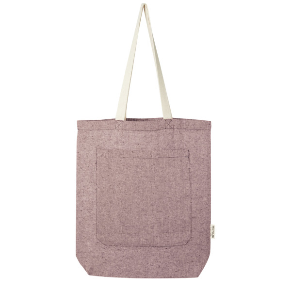 Pheebs 150 g/m² recycled cotton tote bag with front pocket 9L - Heather maroon