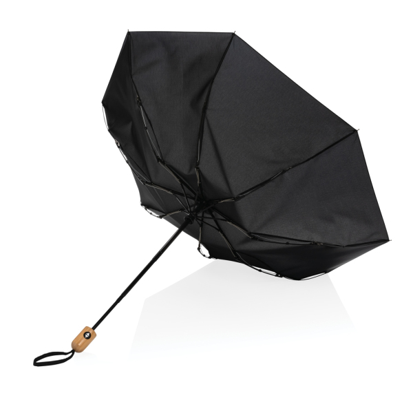 21" Impact AWARE™ RPET 190T bamboo auto open/dicht paraplu, zwart