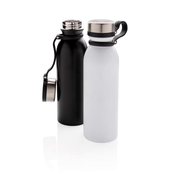 Copper vacuum insulated bottle with carry loop, white