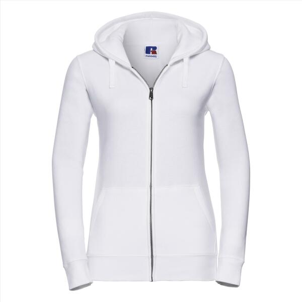 RUS Ladies Authentic Zip Hood Jacket, White, XL