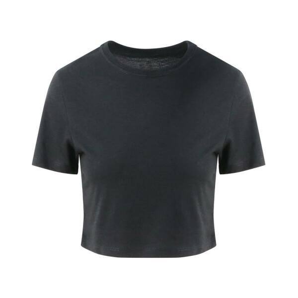 AWDis Ladies Tri-Blend Cropped T-Shirt, Solid Black, M, Just Ts