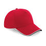 Authentic 5 Panel Cap - Piped Peak - Classic Red/Black/White - One Size